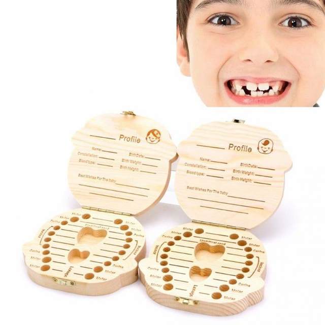 Wooden baby milk teeth box baby souvenirs fetal hair tooth collection wooden case