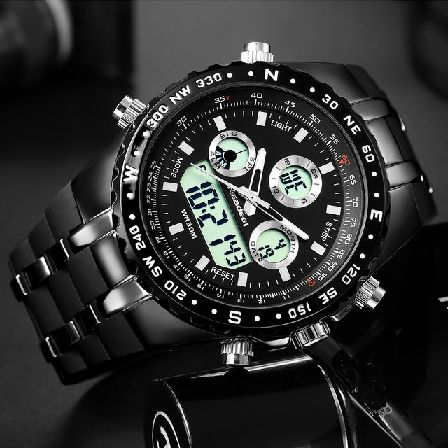 Watch Men Fashion Sport Quartz Clock Mens Watches Top Brand Luxury Led Digital Waterproof Black Wrist Watch Relogio Masculino