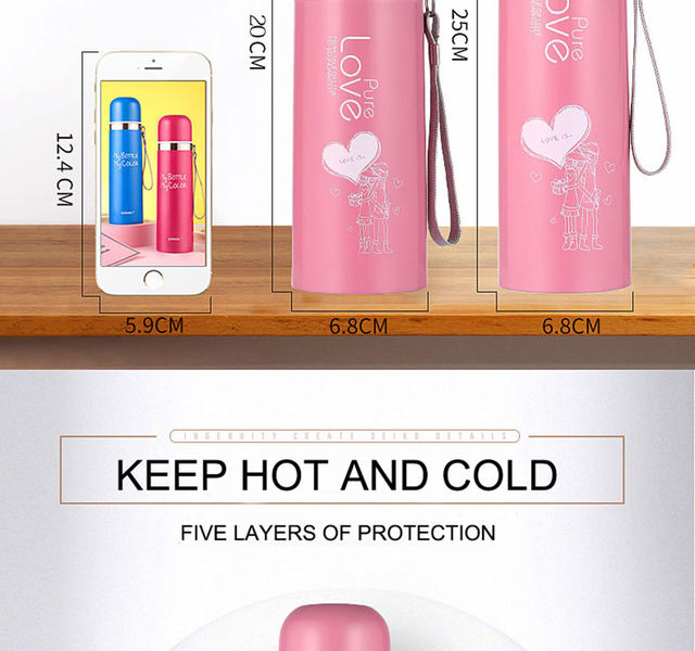 Bear thermal mug thermos for tea thermo cup 500ml stainless steel vacuum flask thermos bottle for water women thermocup