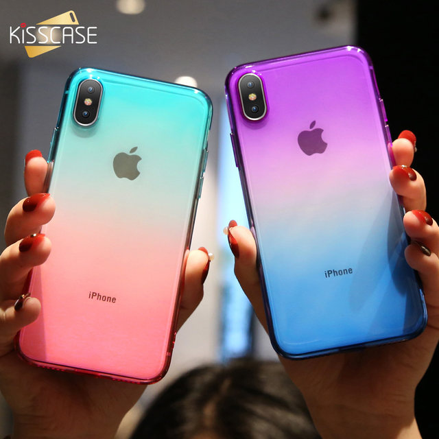 KISSCASE Ultra Slim Double Color Gradient Case For iPhone XR X 8 Plus 7 Soft TPU Cases For iPhone 6S 6 Plus 6 S 5S 5 Se XS Max