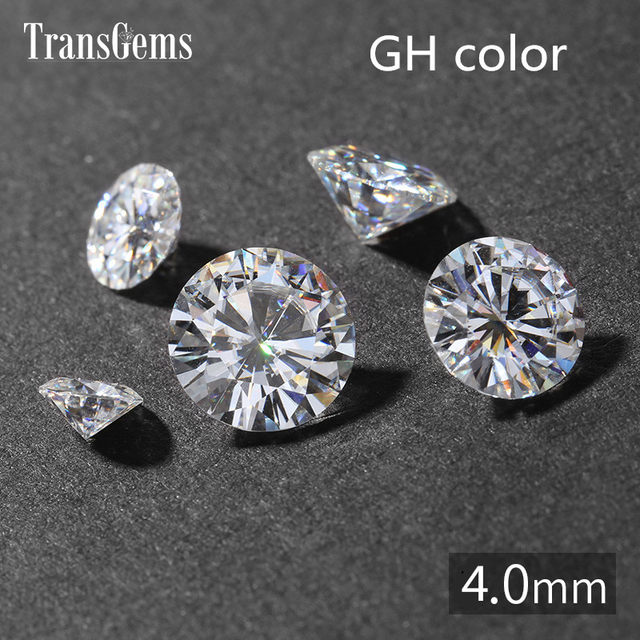 TransGems 0.3ct Carat 4mm GH Colorless Round Brilliant Cut Lab Grown Moissanite Diamond Test Postive as Real Diamond